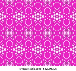 decorative geometric floral seamless pattern. vector illustration. stylish design. pink, silver color. for invitation, fabric, decor, textile