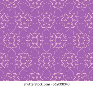 decorative geometric floral seamless pattern. vector illustration. stylish design. purple, beige color. for invitation, fabric, decor, textile