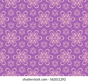 decorative geometric floral seamless pattern. vector illustration. stylish design. purple, beige color. for invitation, fabric, decor, textile