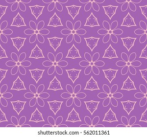 decorative geometric floral seamless pattern. vector illustration. stylish design. purple, beige color. for invitation, fabric, decor, textile