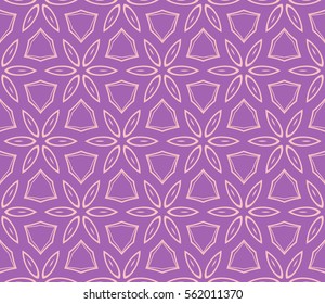 decorative geometric floral seamless pattern. vector illustration. stylish design. purple, beige color. for invitation, fabric, decor, textile