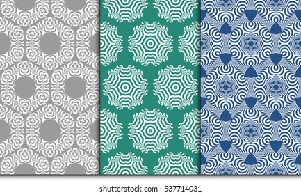 decorative geometric flower pattern set. Seamless. vector illustration. for invitation, background, wallpaper