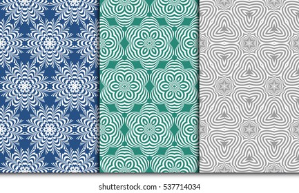 decorative geometric flower pattern set. Seamless. vector illustration. for invitation, background, wallpaper