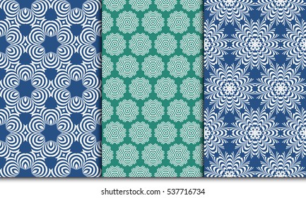 decorative geometric flower pattern set. Seamless. vector illustration. for invitation, background, wallpaper