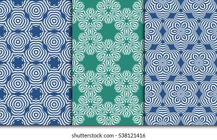 decorative geometric flower pattern set. Seamless. vector illustration. for invitation, background, wallpaper