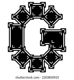 Decorative geometric font. Custom vector letter.