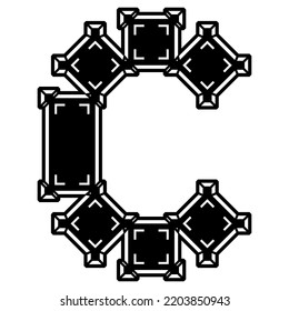 Decorative geometric font. Custom vector letter.