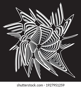 Decorative geometric grid. Gray and White pattern with carved rounded shapes. 3d sample design. Abstract background or design element