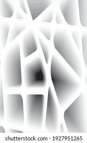 Decorative geometric grid. Gray and White pattern with carved rounded shapes. 3d sample design. Abstract background or design element