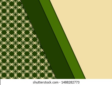 A decorative geometric line borders on a repeating oriental texture. Corporate design. Modern template for brochure, flyer, cover, magazine. Vector illustration for your design.
