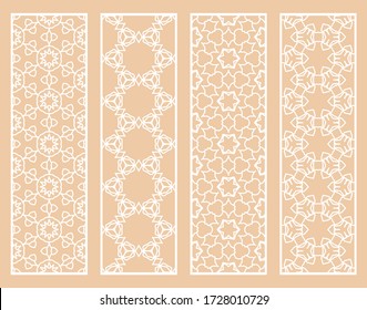 Dekorative geometrische Linien mit sich wiederholender Textur. Ethnische arabische Stämme, Indianer, türkische Ornamente, Lesezeichen Vorlagen gesetzt. Isolierte Designelemente. Stilvolle Spitzen-Kollektion