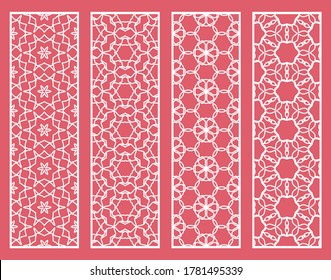 Dekorative geometrische Linienränder mit sich wiederholender Textur. Ethnische arabische Stämme, Indianer, türkische Ornamente, Lesezeichen-Vorlagen. Einzige Design-Elemente. Kollektion stilvoller Spitzen-Muster