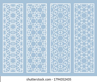 Dekorative geometrische Linienränder mit sich wiederholender Textur. Ethnische arabische Stämme, Indianer, türkische Ornamente, Lesezeichen-Vorlagen. Einzige Design-Elemente. Kollektion stilvoller Spitzen-Muster