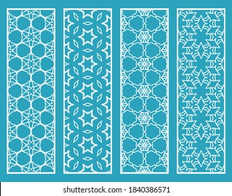 Dekorative geometrische Linienränder mit sich wiederholender Textur. Ethnische arabische Stämme, Indianer, türkische Ornamente, Lesezeichen-Vorlagen. Einzige Design-Elemente. Kollektion stilvoller Spitzen-Muster