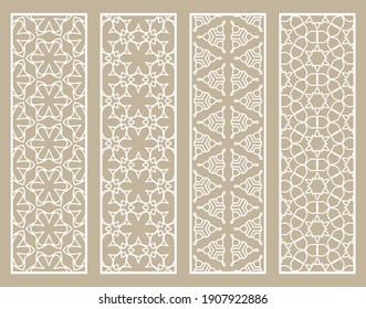 Bordes de línea geométrica decorativos con textura extensible. Ornamento tribal étnico árabe, indio, turco, plantillas de marcadores establecidas. Elementos de diseño aislados. Colección de patrones de encaje estilizados