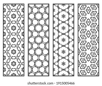 Bordes de línea geométrica decorativos con textura extensible. Ornamento tribal étnico árabe, indio, turco, plantillas de marcadores establecidas. Elementos de diseño aislados. Colección de patrones de encaje estilizados