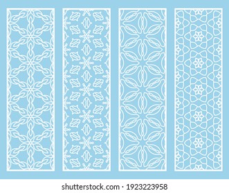 Dekorative geometrische Linienränder mit sich wiederholender Textur. Ethnische arabische Stämme, Indianer, türkische Ornamente, Lesezeichen-Vorlagen. Einzige Design-Elemente. Kollektion stilvoller Spitzen-Muster