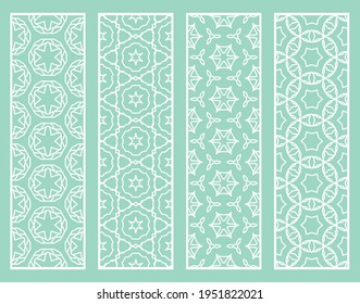 Bordes de línea geométrica decorativos con textura extensible. Ornamento tribal étnico árabe, indio, turco, plantillas de marcadores establecidas. Elementos de diseño aislados. Colección de patrones de encaje estilizados