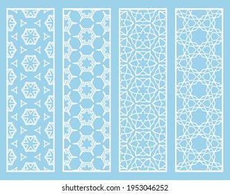 Dekorative geometrische Linienränder mit sich wiederholender Textur. Ethnische arabische Stämme, Indianer, türkische Ornamente, Lesezeichen-Vorlagen. Einzige Design-Elemente. Kollektion stilvoller Spitzen-Muster