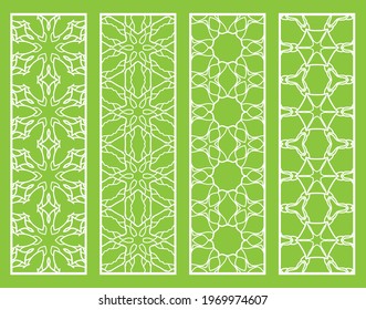 Decorative geometric line borders with repeating texture. Tribal ethnic arabic, indian, turkish ornament, bookmarks templates set. Isolated design elements. Stylized lace patterns collection