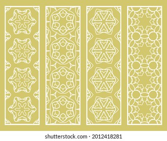 Dekorative geometrische Linienränder mit sich wiederholender Textur. Ethnische arabische Stämme, Indianer, türkische Ornamente, Lesezeichen-Vorlagen. Einzige Design-Elemente. Kollektion stilvoller Spitzen-Muster