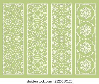 Bordes de línea geométrica decorativos con textura extensible. Ornamento tribal étnico árabe, indio, turco, plantillas de marcadores establecidas. Elementos de diseño aislados. Colección de patrones de encaje estilizados