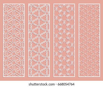 Decorative geometric line borders with repeating texture. Tribal ethnic arabic, indian, turkish ornament, bookmarks templates set. Isolated design elements. Stylized lace patterns collection