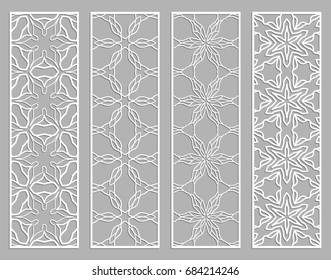 Decorative geometric line borders with repeating texture. Tribal ethnic arabic, indian, turkish ornament, bookmarks templates set. Isolated design elements. Stylized lace patterns collection