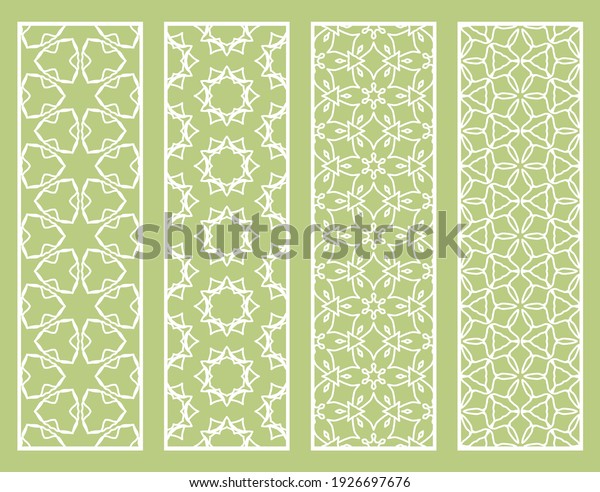 Decorative geometric line borders with
repeating texture. Tribal ethnic arabic, indian, turkish ornament,
bookmarks templates set. Isolated design elements. Stylized lace
patterns collection