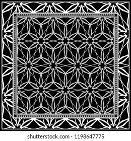 Decorative Geometric ornament with decorative border. Repeating sample figure and line. For modern interiors design, wallpaper, textile industry