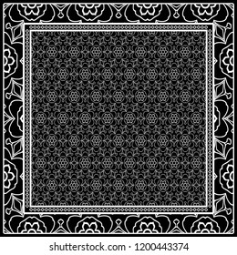 Decorative Geometric ornament with decorative border. Repeating sample figure and line. For modern interiors design, wallpaper, textile industry