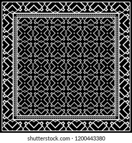 Decorative Geometric ornament with decorative border. Repeating sample figure and line. For modern interiors design, wallpaper, textile industry