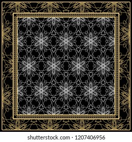 Decorative Geometric ornament with decorative border. Repeating sample figure and line. For modern interiors design, wallpaper, textile industry