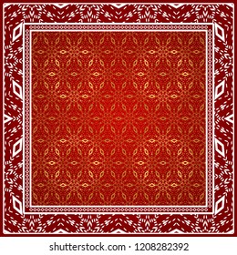 Decorative Geometric ornament with decorative border. Repeating sample figure and line. For modern interiors design, wallpaper, textile industry