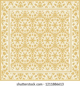 Decorative Geometric ornament with decorative border. Repeating sample figure and line. For modern interiors design, wallpaper, textile industry