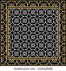 Decorative Geometric ornament with decorative border. Repeating sample figure and line. For modern interiors design, wallpaper, textile industry