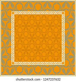 Decorative Geometric ornament with decorative border. Repeating sample figure and line. For modern interiors design, wallpaper, textile industry.