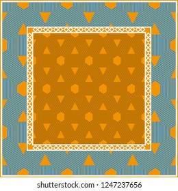 Decorative Geometric ornament with decorative border. Repeating sample figure and line. For modern interiors design, wallpaper, textile industry.
