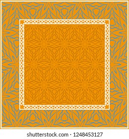 Decorative Geometric ornament with decorative border. Repeating sample figure and line. For modern interiors design, wallpaper, textile industry.