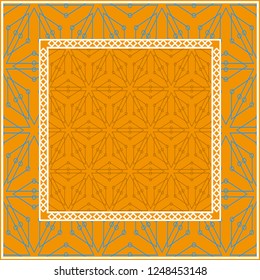 Decorative Geometric ornament with decorative border. Repeating sample figure and line. For modern interiors design, wallpaper, textile industry.