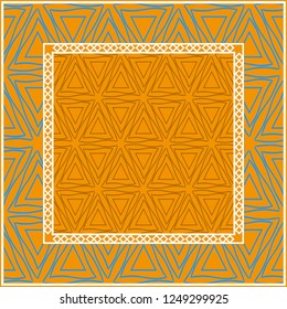 Decorative Geometric ornament with decorative border. Repeating sample figure and line. For modern interiors design, wallpaper, textile industry.