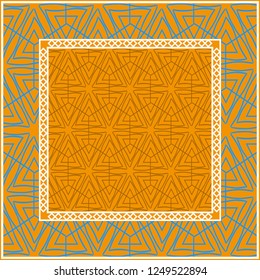 Decorative Geometric ornament with decorative border. Repeating sample figure and line. For modern interiors design, wallpaper, textile industry.