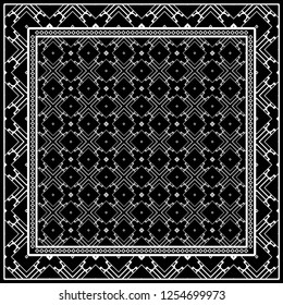 Decorative Geometric ornament with decorative border. Repeating sample figure and line. For modern interiors design, wallpaper, textile industry