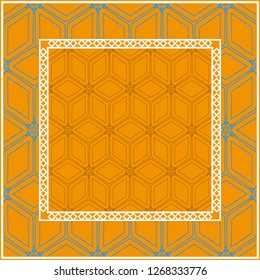 Decorative Geometric ornament with decorative border. Repeating sample figure and line. For modern interiors design, wallpaper, textile industry.
