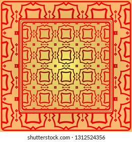 Decorative Geometric Ornament With Decorative Border. Repeating Sample Figure And Line. For Modern Interiors Design, Wallpaper, Textile Industry. Sunrise color.