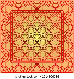 Decorative Geometric Ornament With Decorative Border. Repeating Sample Figure And Line. For Modern Interiors Design, Wallpaper, Textile Industry. Sunrise color.