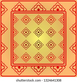 Decorative Geometric Ornament With Decorative Border. Repeating Sample Figure And Line. For Modern Interiors Design, Wallpaper, Textile Industry. Sunrise color.