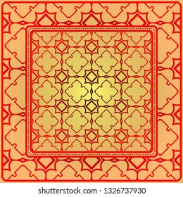 Decorative Geometric Ornament With Decorative Border. Repeating Sample Figure And Line. For Modern Interiors Design, Wallpaper, Textile Industry. Sunrise color.