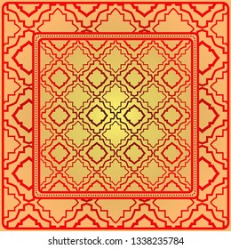 Decorative Geometric Ornament With Decorative Border. Repeating Sample Figure And Line. For Modern Interiors Design, Wallpaper, Textile Industry. Sunrise color.
