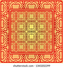 Decorative Geometric Ornament With Decorative Border. Repeating Sample Figure And Line. For Modern Interiors Design, Wallpaper, Textile Industry. Sunrise color.
